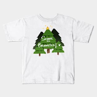 'Shine the brighest' - Wave of Christmas Trees Doodle Kids T-Shirt